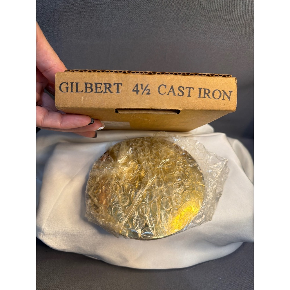 Vintage Gilbert 4.5 Inch Cast Iron Lamp Base Gold Tone Weighted Replacement Part